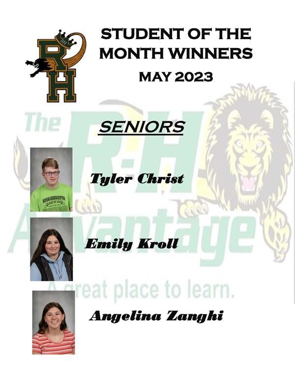 Senior Students of the Month for May